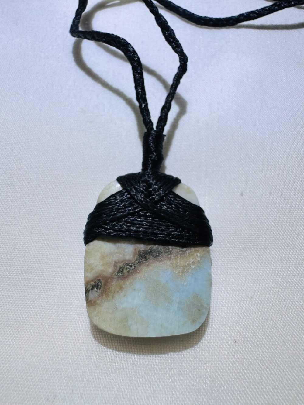 Unisex Larimar Macrame Necklace